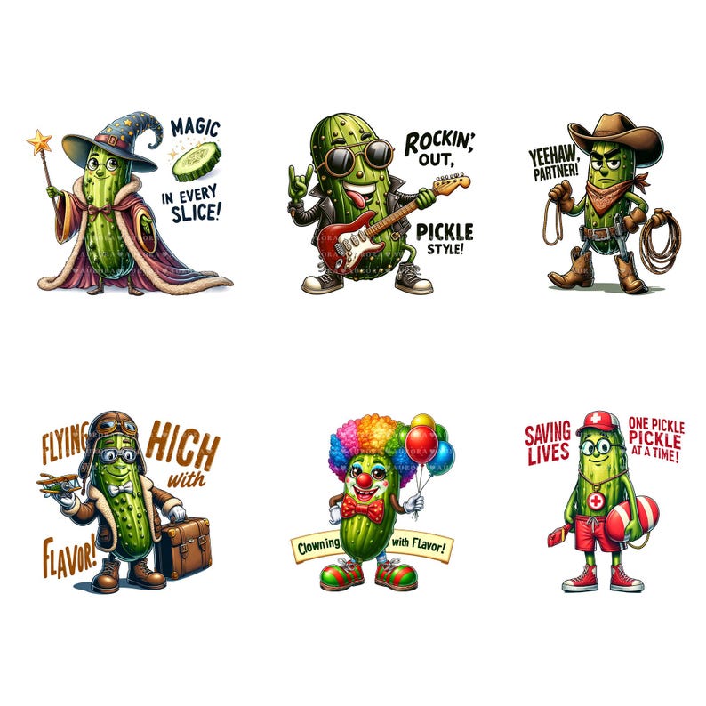 Funny Pickle PNG Bundle, 20 Pickle Sublimation Designs, Cartoon Pickles for Shirts Mugs Tumblers image 2