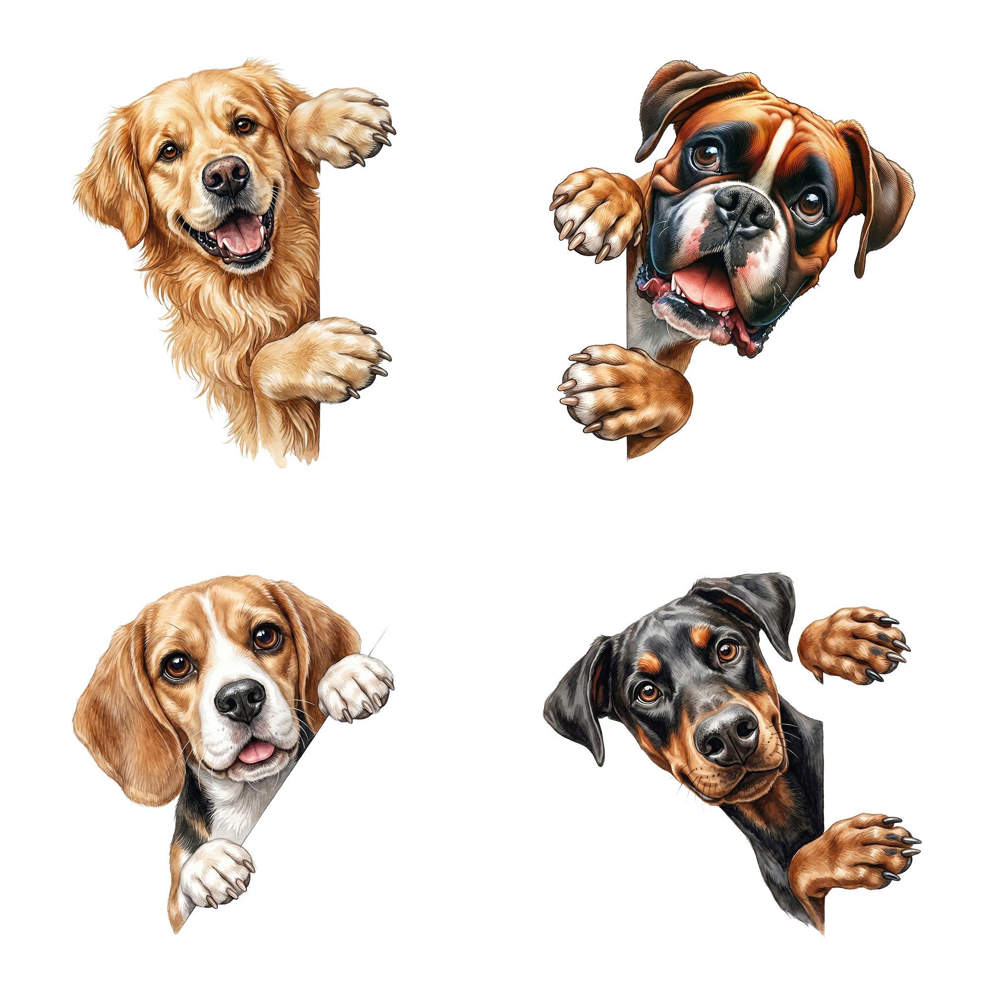 22 Peeking Dog Clipart Bundle, Watercolor Puppy Sublimation PNG ...