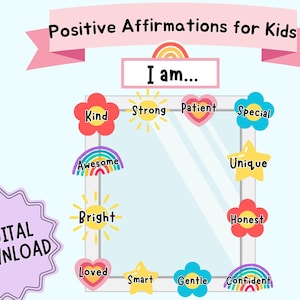 Printable Affirmation Station: Positive Affirmations for Kids - Classroom Decor (PDF File A4 Landscape)