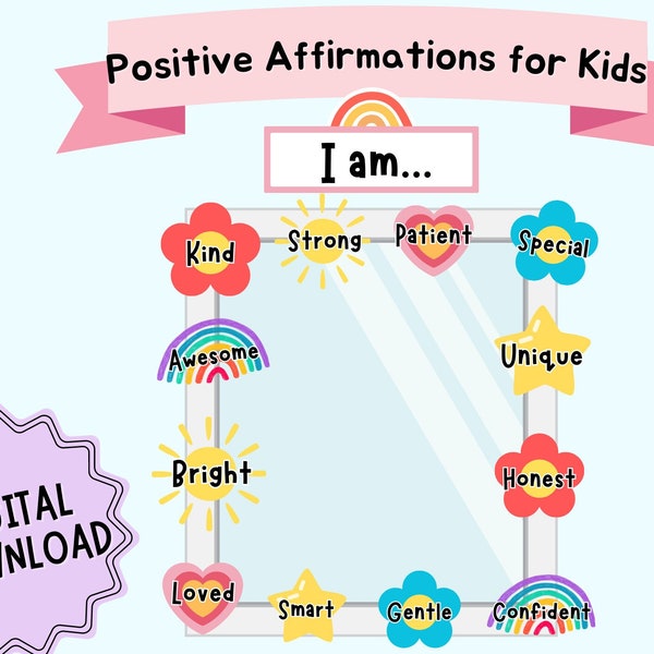 Positive Affirmations for Kids, Classroom Decoration, Mirror