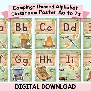 Camping Alphabet Poster: A-Z Classroom Decor, Outdoor ABC Chart (PDF Download)