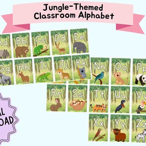 Printable Jungle Alphabet Poster | ABC Printable for Preschool & Kindergarten | Jungle-Themed Classroom Decor | A to Z Wall Art