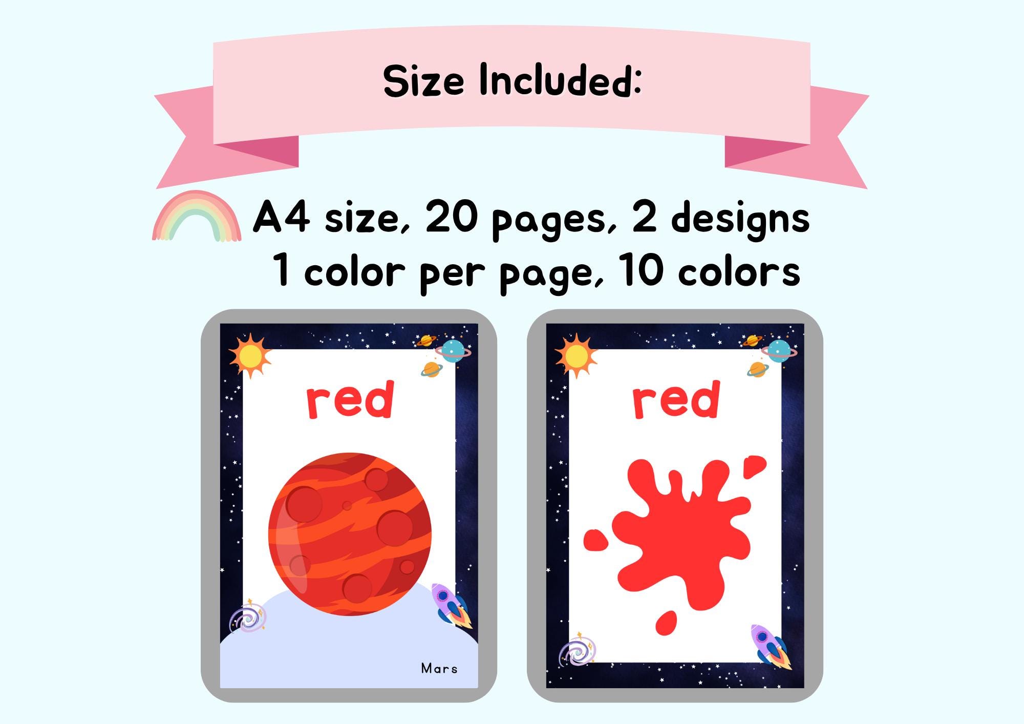 Space Colors Poster: Galaxy Classroom Decor, Kids Color Chart (PDF ...