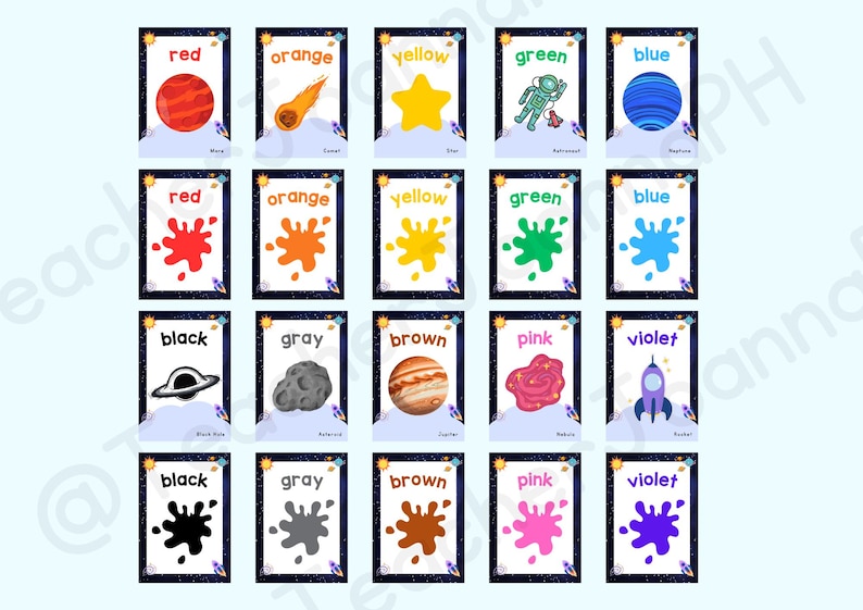 Space Colors Poster: Galaxy Classroom Decor, Kids Color Chart (PDF ...
