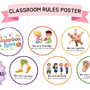 Printable Classroom Rules | Virtues Classroom Rules | Printable Behavior Expectations Chart | Positive Classroom Decor