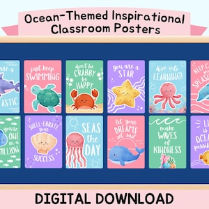 Printable Ocean-Themed Inspirational Classroom Poster | Under the Sea Motivational Poster | Growth Mindset & SEL Classroom Decor