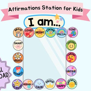 Printable Affirmations Station for Kids | Positive Affirmations Decor | Classroom Decoration