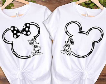 Disney Family Shirt, Family Disneyworld Shirt, Mickey Sketch Shirt, Mickey Couple Shirt, Minnie Women Shirt, Disneyworld Trip Shirt