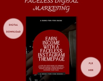 Beginner's Guide To Digital & Faceless Marketing Ebook w/ MRR Passive Income Making Money with PLR Digital Products Done For You
