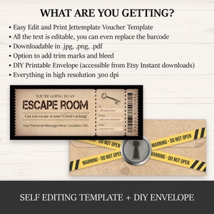Escape Room Discount Code Editable Escape Room Last Minute Printable Gift Voucher for Instant ...