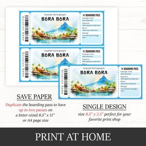 Surprise BORA BORA Trip Reveal Gift Ticket Template - Boarding Pass ...