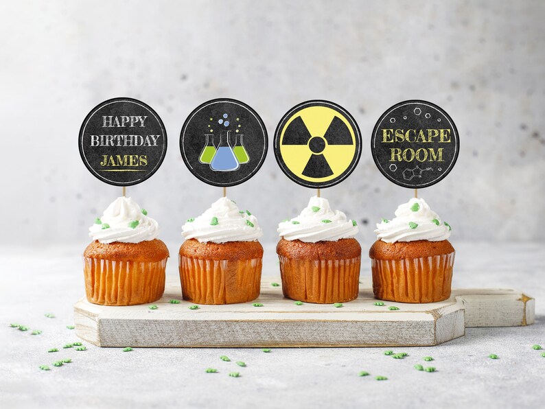 Ag Science Topper Science Birthday Cupcake Toppers Template, Editable Science Escape Game ...