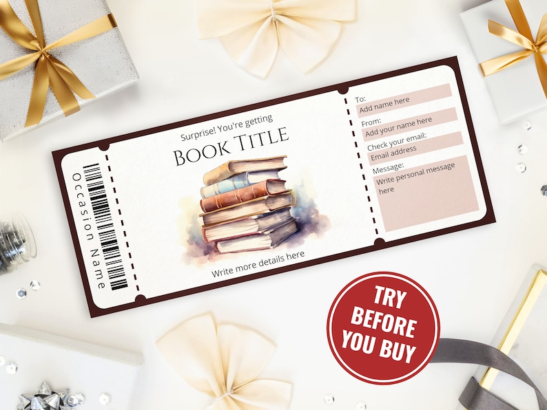 Editable Ebook Gift Certificate Template, Watercolor Surprise Ebook