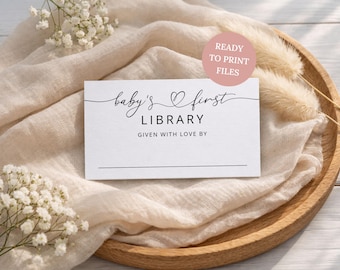 Printable Baby's First Library Bookplates, Books for Baby Name Label for Baby Shower, Digital Download M01