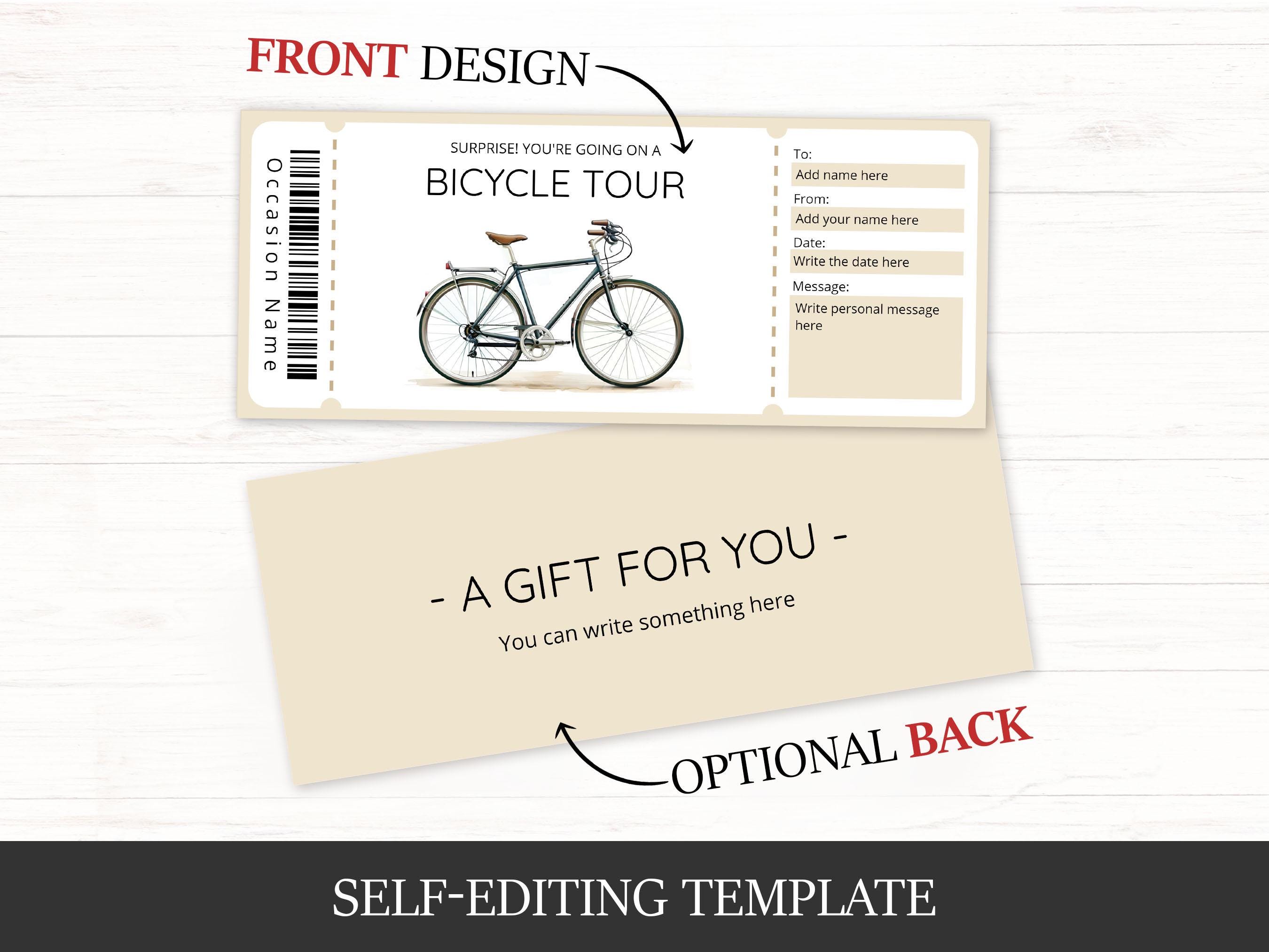 Editable Bicycle Tour Gift Certificate Template for Cycling Lover ...