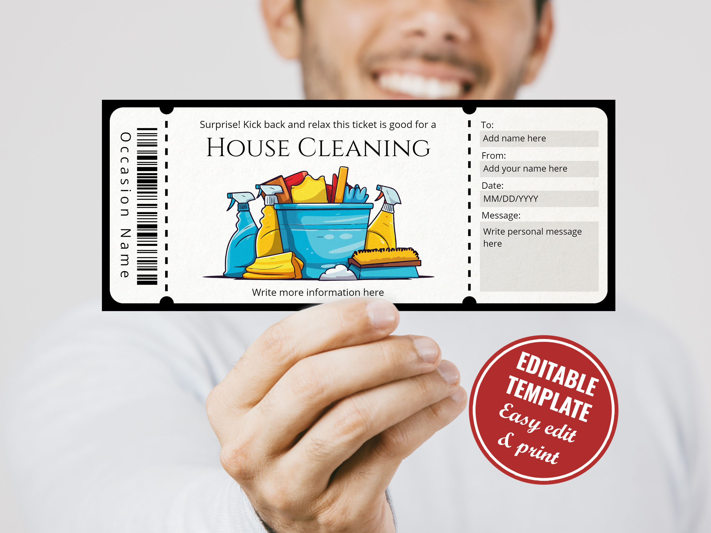 Editable House Cleaning Gift Certificate Template, Printable Gift ...