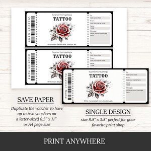 Surprise Tattoo Ticket Template, Customizable and Printable Tattoo ...