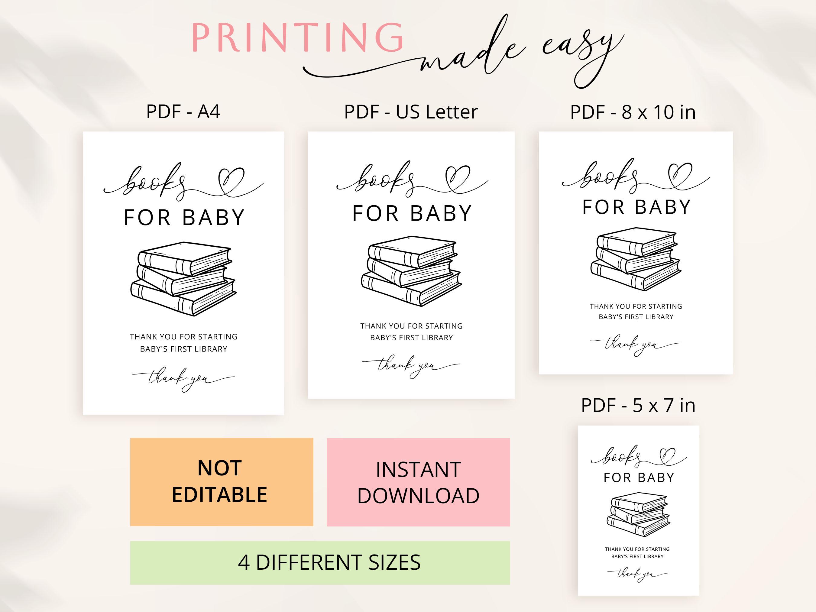 Printable Books for Baby Sign, Minimalist Baby Shower First Library ...
