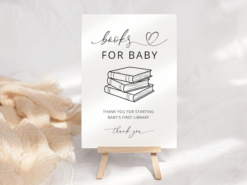 Printable Books for Baby Sign, Minimalist Baby Shower First Library ...