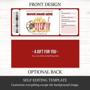 Surprise Movie Night Ticket Template, Customizable and Printable Cinema ...