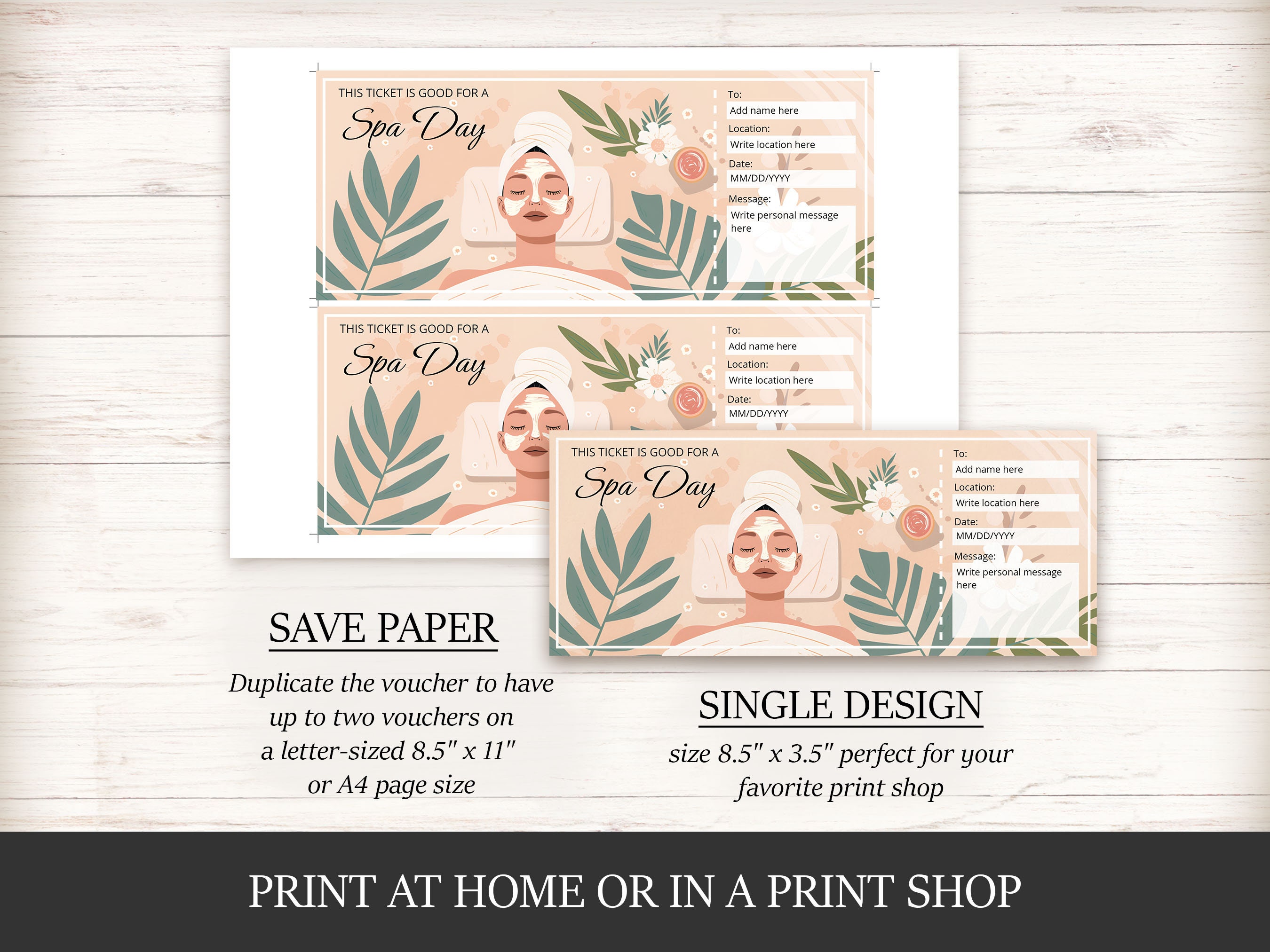 Spa Envelope Example Editable Spa Gift Certificate Template for Your Mom, Customizable and ...