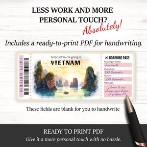 Editable Vietnam Boarding Pass Template, Personalized Gift Printable ...