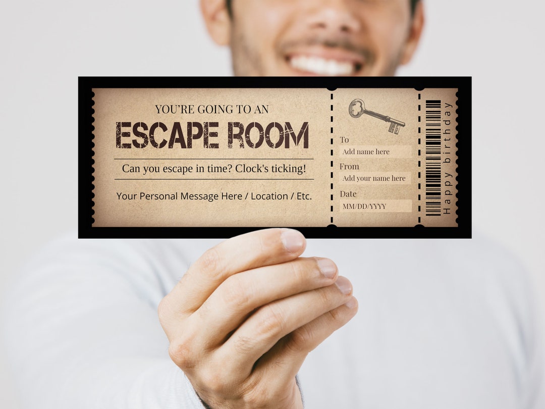Editable Escape Room Ticket Template Escape Room Last Minute Etsy