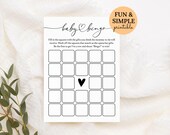 Minimalistic Bingo Baby Shower Game, Baby Bingo Printable, Simple Bingo Card Digital Download M01
