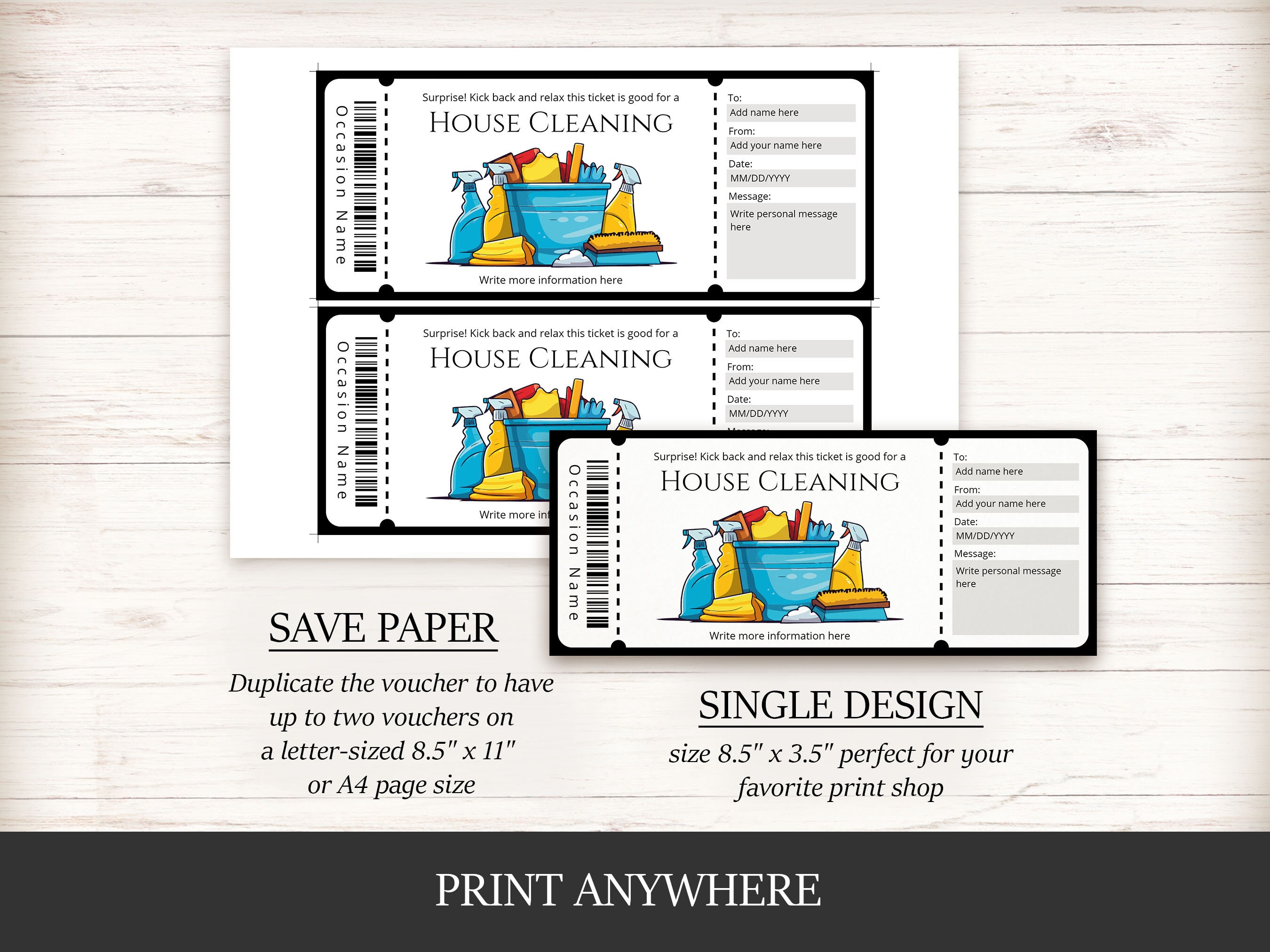 Editable House Cleaning Gift Certificate Template Printable Gift Editable House Cleaning Gift Certificate Template Printable Gift