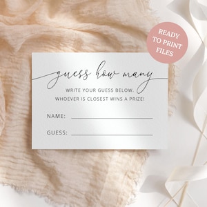 Printable Guess How Many Card, Minimalist Baby Shower Game Card, Digital Download M01