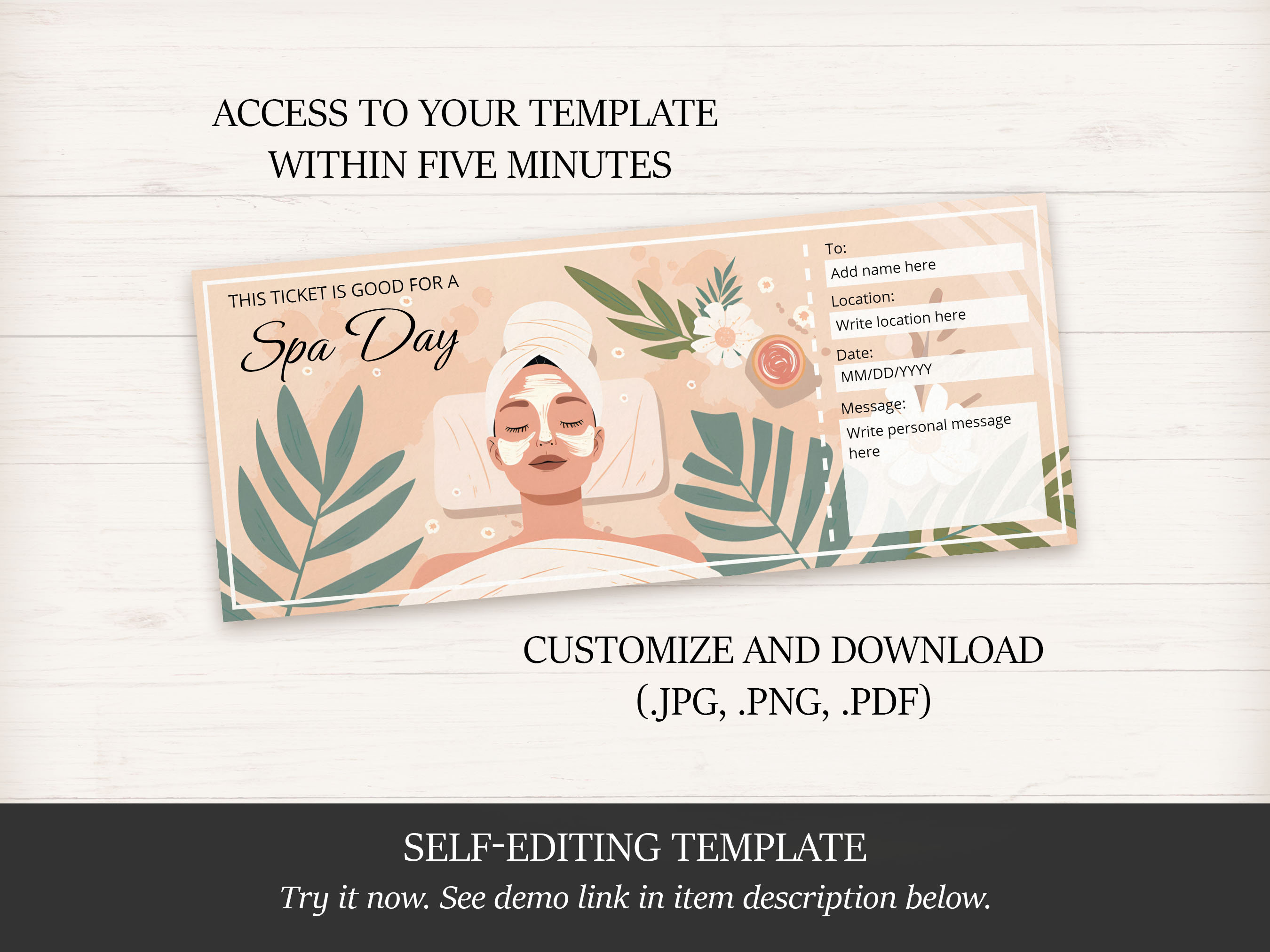 Editable Spa Gift Certificate Template for Your Mom, Customizable and ...