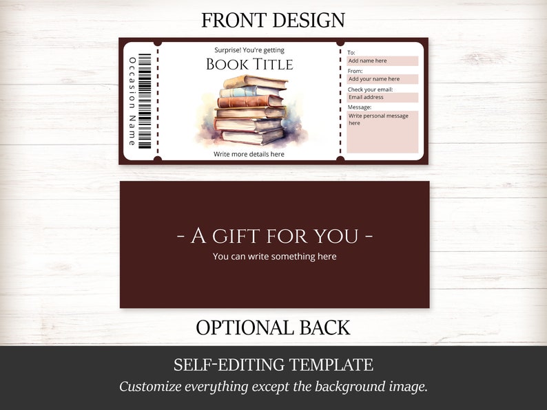 Editable Ebook Gift Certificate Template, Watercolor Surprise Ebook