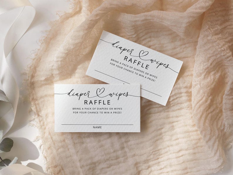 Wippy Raffle Printable Diaper and Wipes Raffle Ticket, Modern Minimalist Baby Shower ...