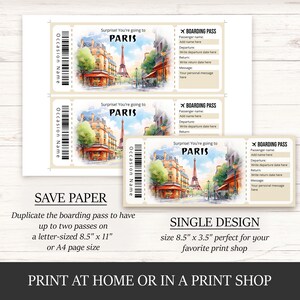 Editable Paris Boarding Pass Template, Printable Surprise Paris Trip ...