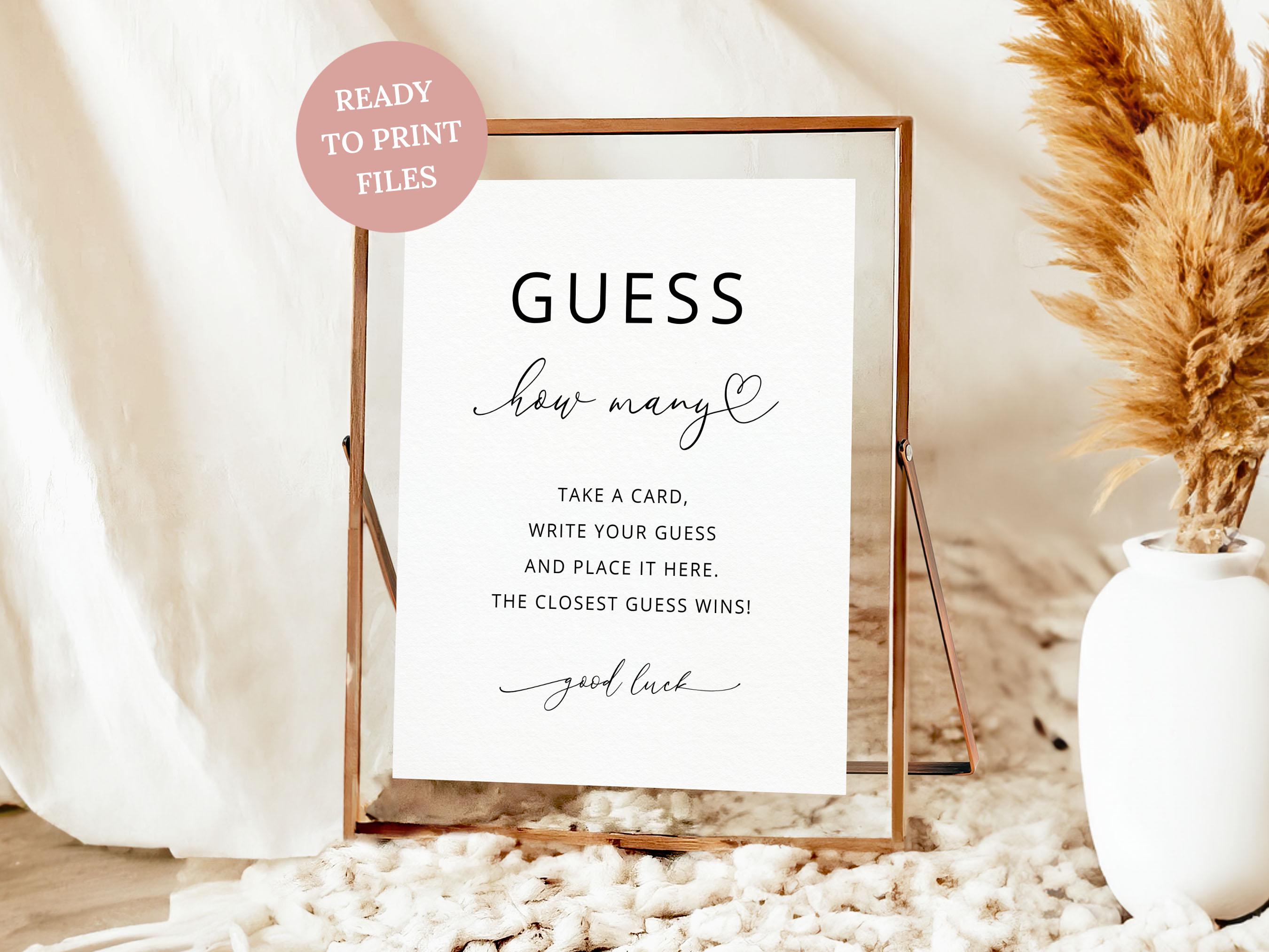 How Many Sign Visual Printable Guess How Many Sign, Minimalist Baby Shower Game, Digital ...