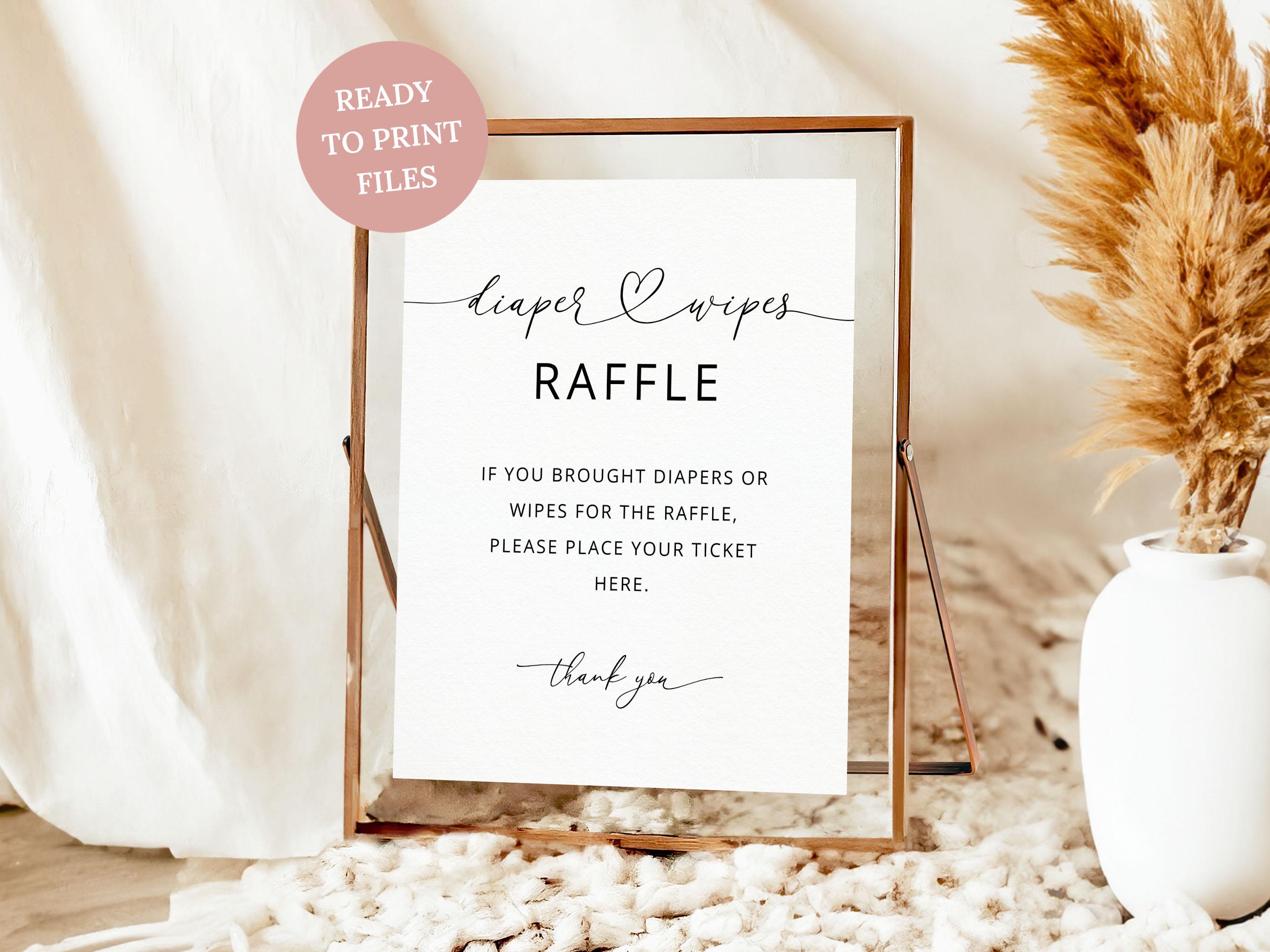Printable Diaper and Wipes Raffle Sign, Minimalist Diaper Raffle Baby ...