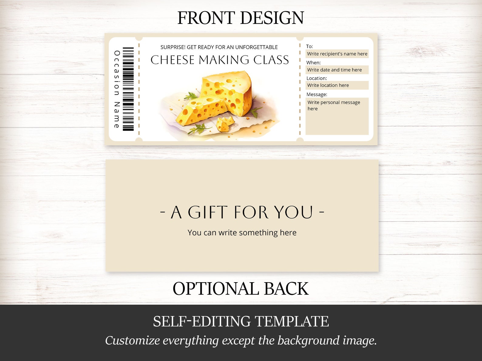 Editable Cheese Making Gift Certificate Template, Printable Cheese ...