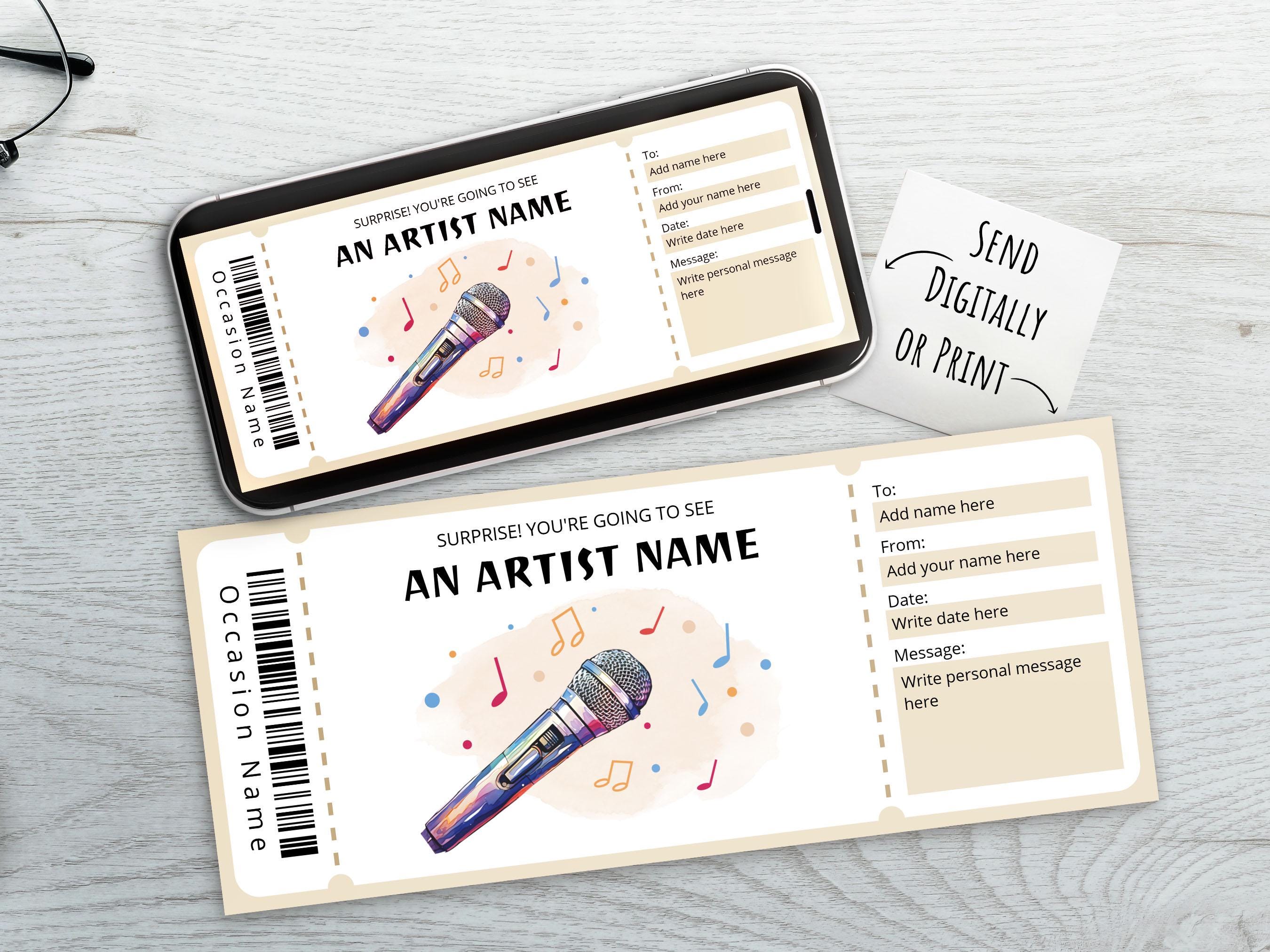 Editable Band Ticket Template for Music Lovers, Printable Concert Gift ...