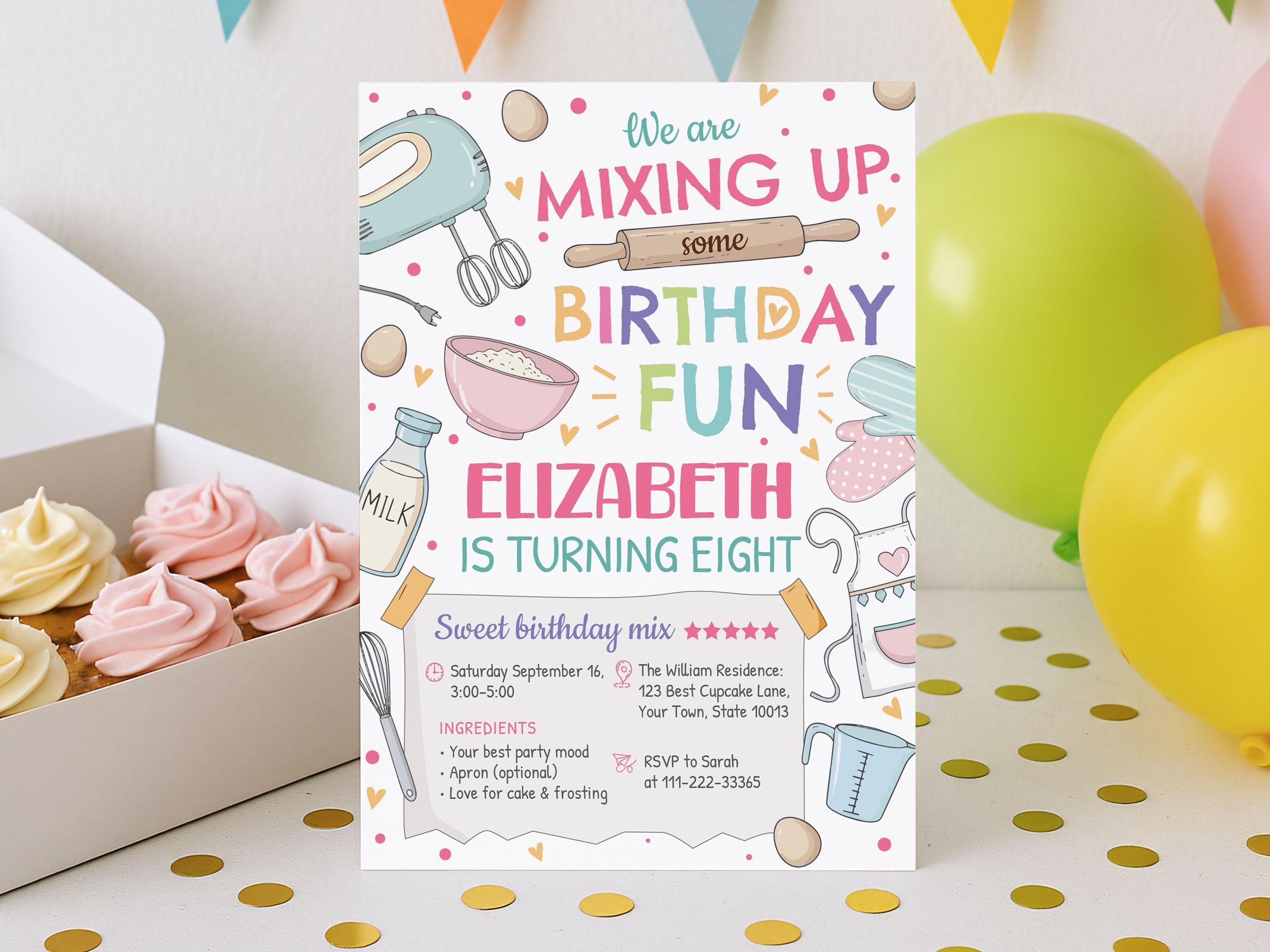 Editable Baking Birthday Invitation Template, Kids Pink Kitchen Cooking ...