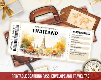 Thailand Trip Surprise Ticket: Editable Boarding Pass (digital