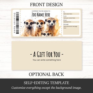 Editable ZOO Gift Certificate Template, Printable ZOO Gift Voucher ...
