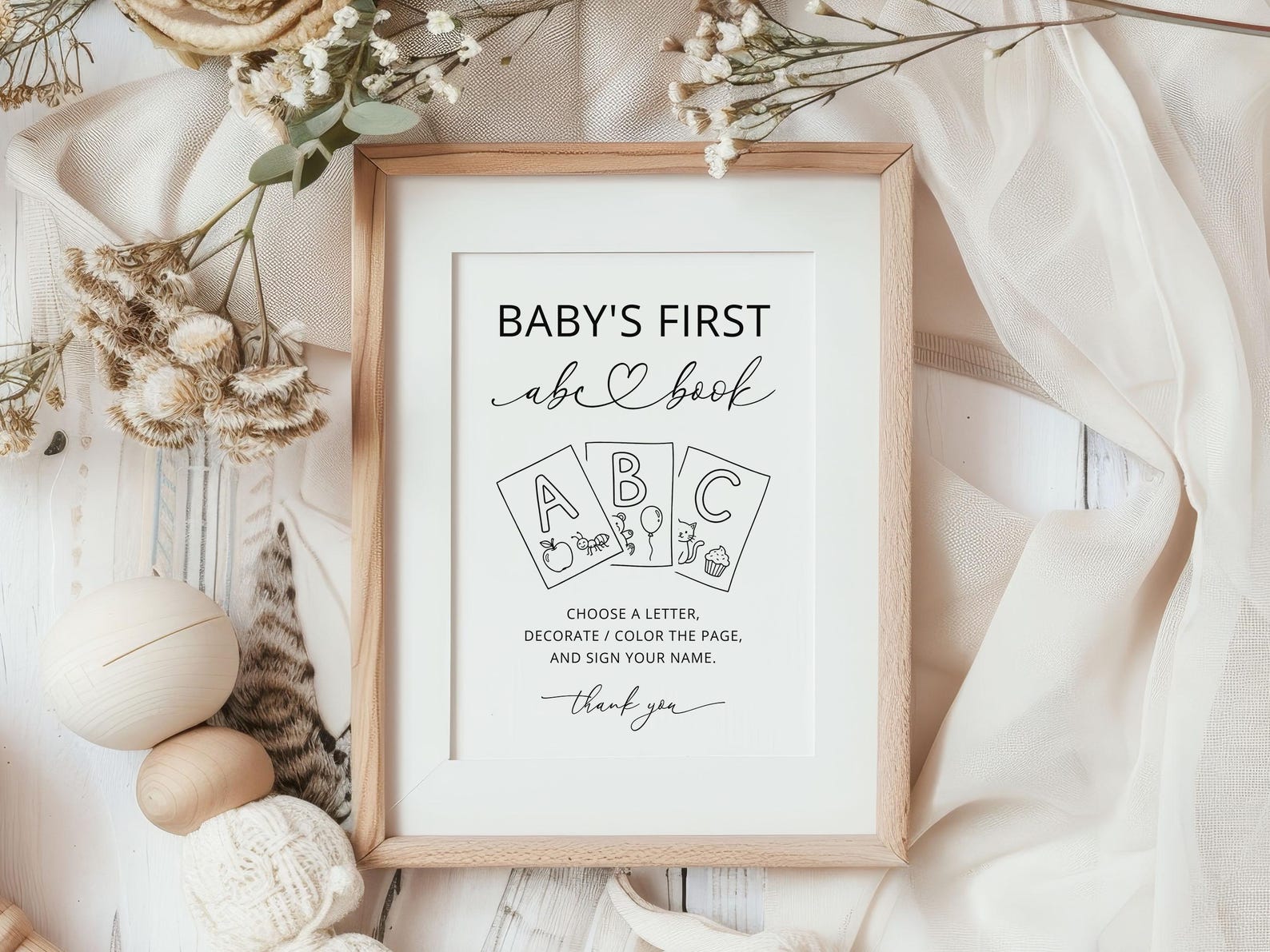 Create Abc Book Sign Printable Baby's First Abc Book Sign, Minimalist Baby Alphabet Book ...