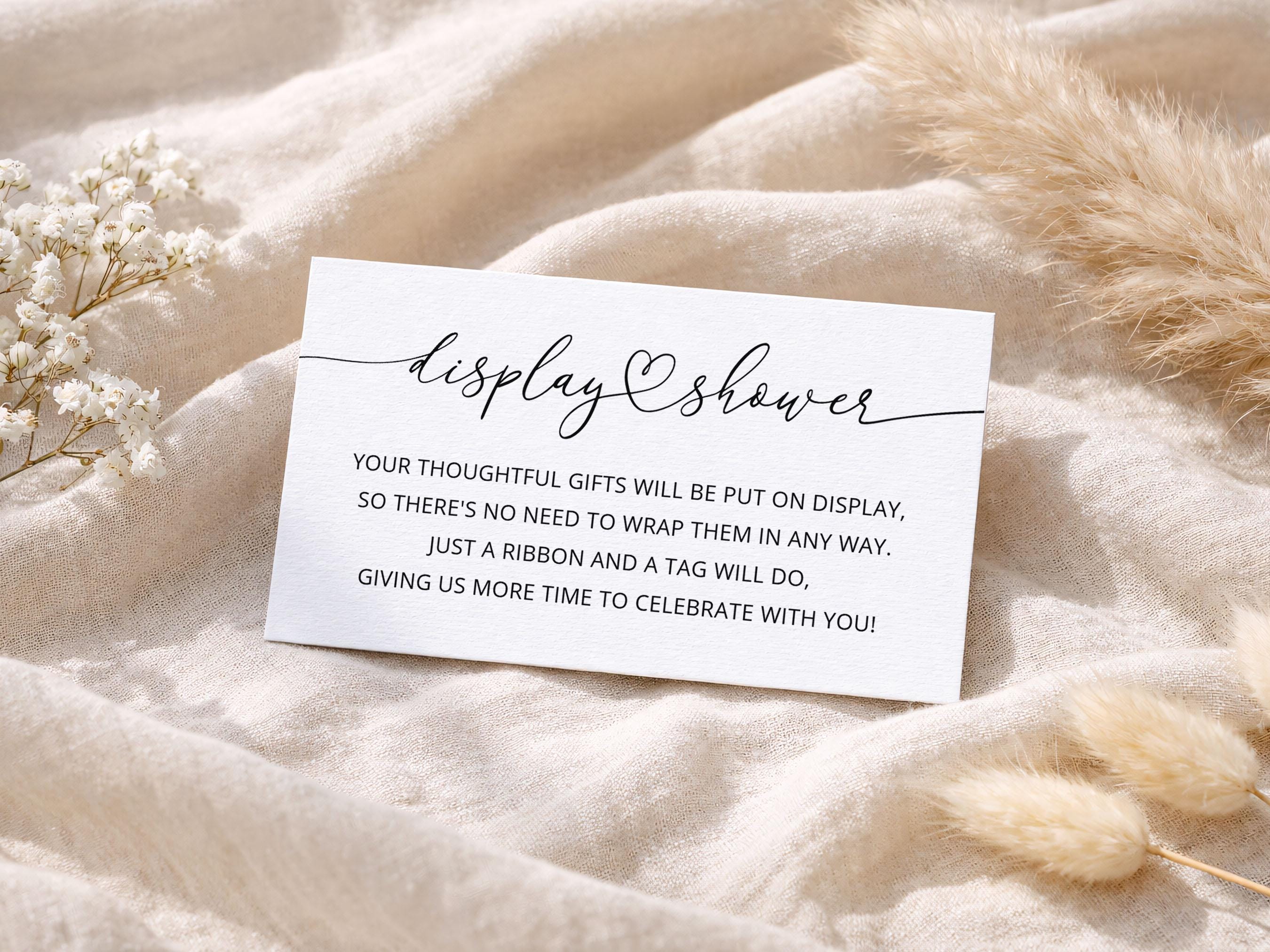 Printable Display Shower Card, Modern Baby Shower No Wrap Insert Card ...
