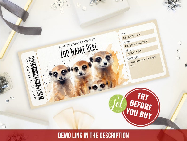 Editable ZOO Gift Certificate Template, Printable ZOO Gift Voucher ...