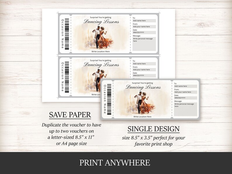 Editable Watercolor Dancing Lessons Gift Certificate Template ...