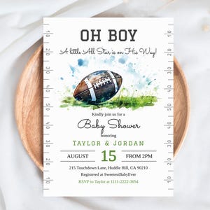 Football Baby Shower Invitation Template Digital, Oh Boy Baby Shower Invite, Printable Football All Star Coed Shower, Instant Download