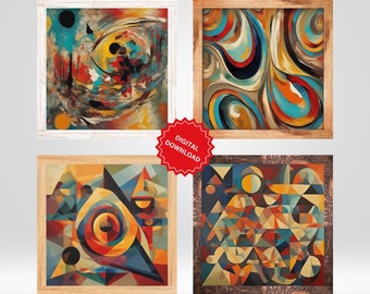 Abstract Painting Print Colorful Wall Art Set of 4| Abstract Art | Abstract wall art | Digital Download | Abstract art print | Home decor