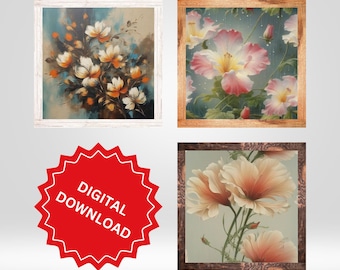 Abstract Floral Art Prints Set of 3 (Digital Download)
