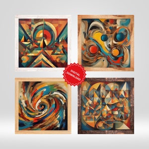 Abstract Painting Print Colorful Wall Art Set of 4| Abstract Art | Abstract wall art | Digital Download | Abstract art print | Home decor