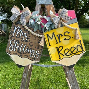 Pencil Door Hanger: 3D Teacher Classroom Sign